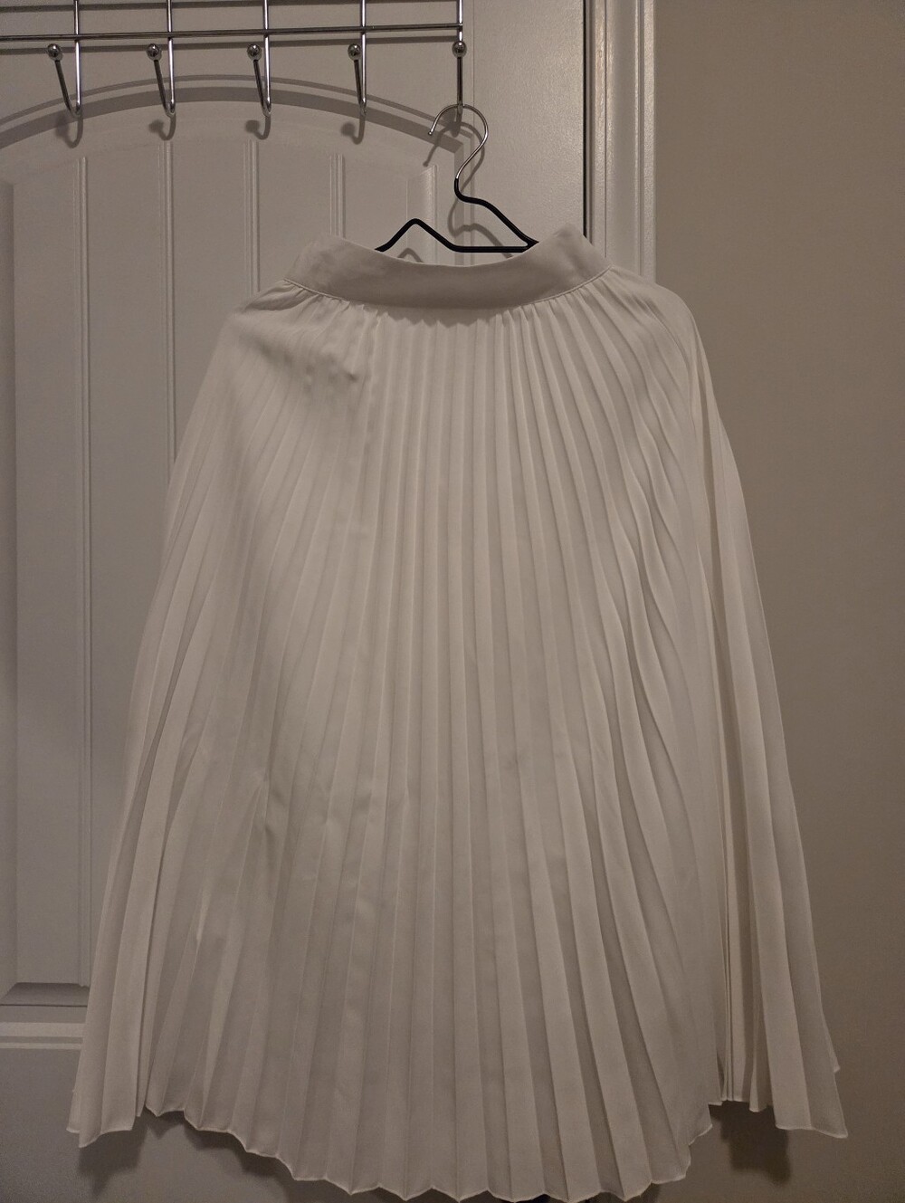 White Pleated Midi Skirt